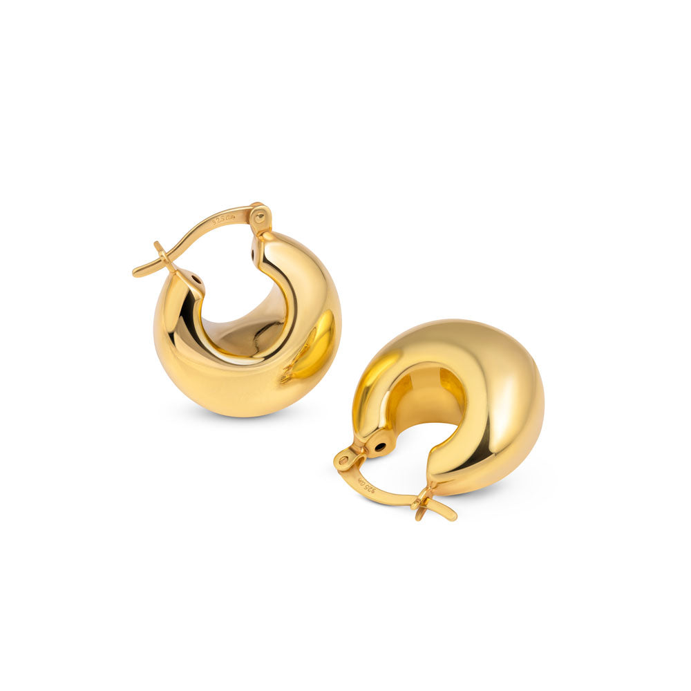 Dome Hoop Earrings in Gold Plated Sterling Silver – Amberta