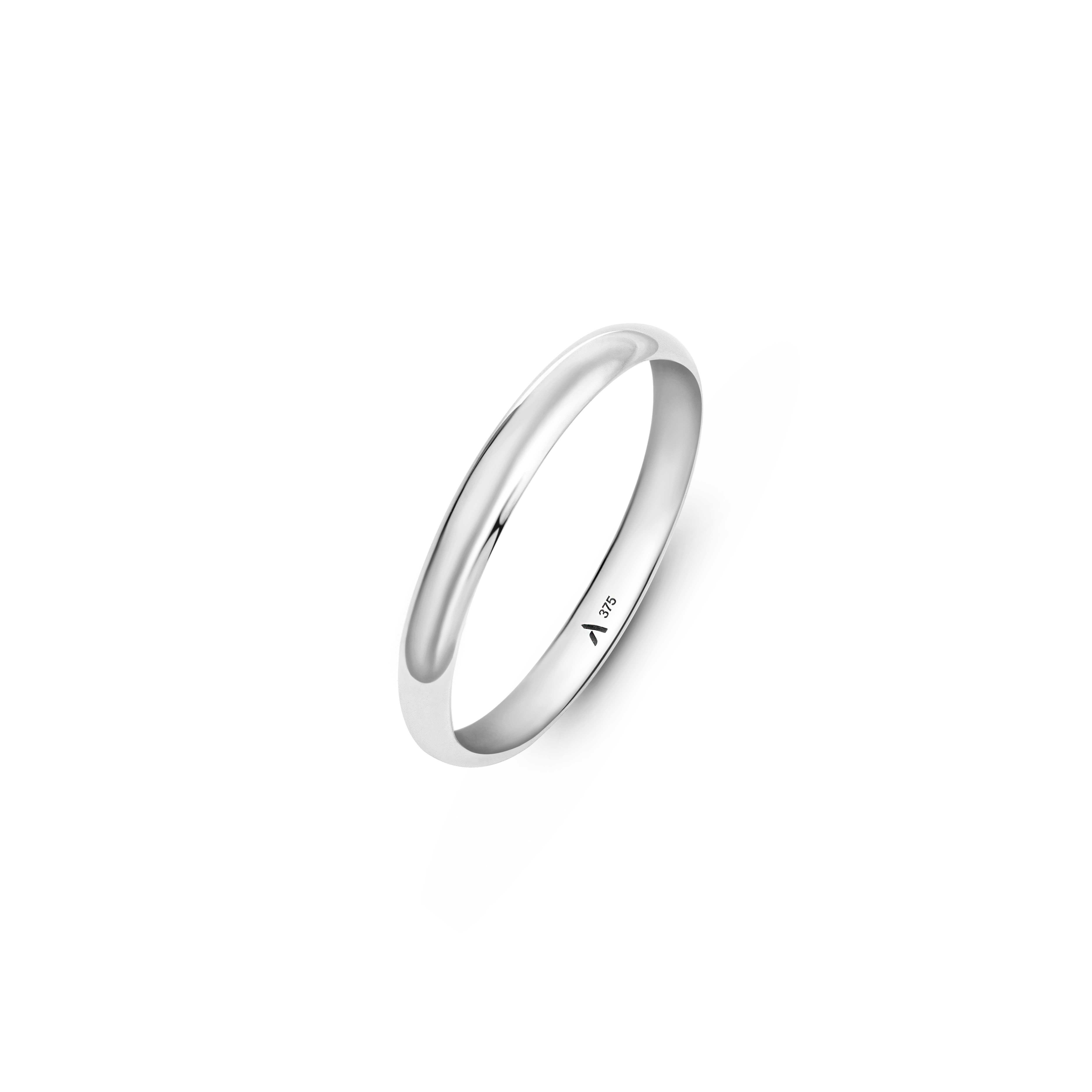 High Polish 10K White Gold Wave Band Thumb Ring - Size 11.5, Handcrafted