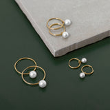 10 mm Pearl Hoop Earrings in 9K Gold