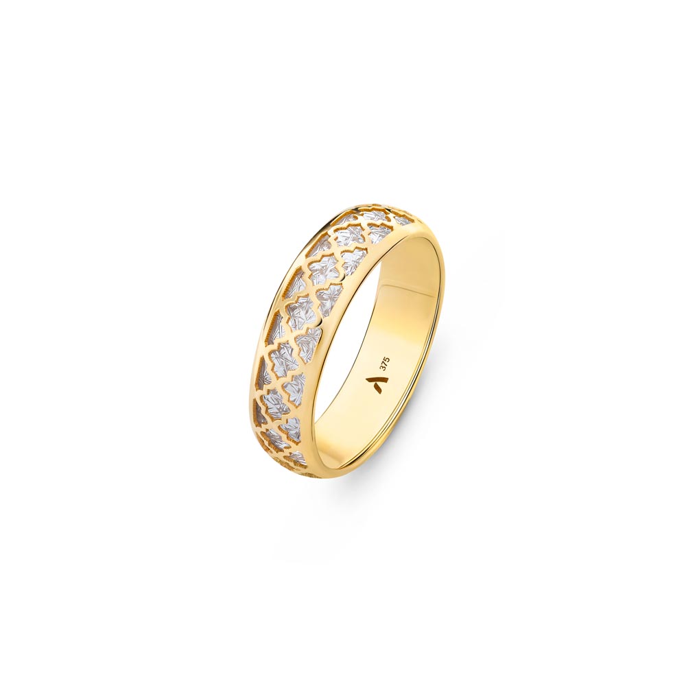 Two Tone Diamond Cut Ring in Gold