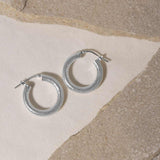 15 mm Textured Hoop Earrings in Silver