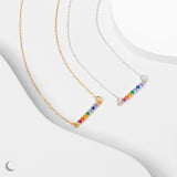 Rainbow Bar Necklace in Silver