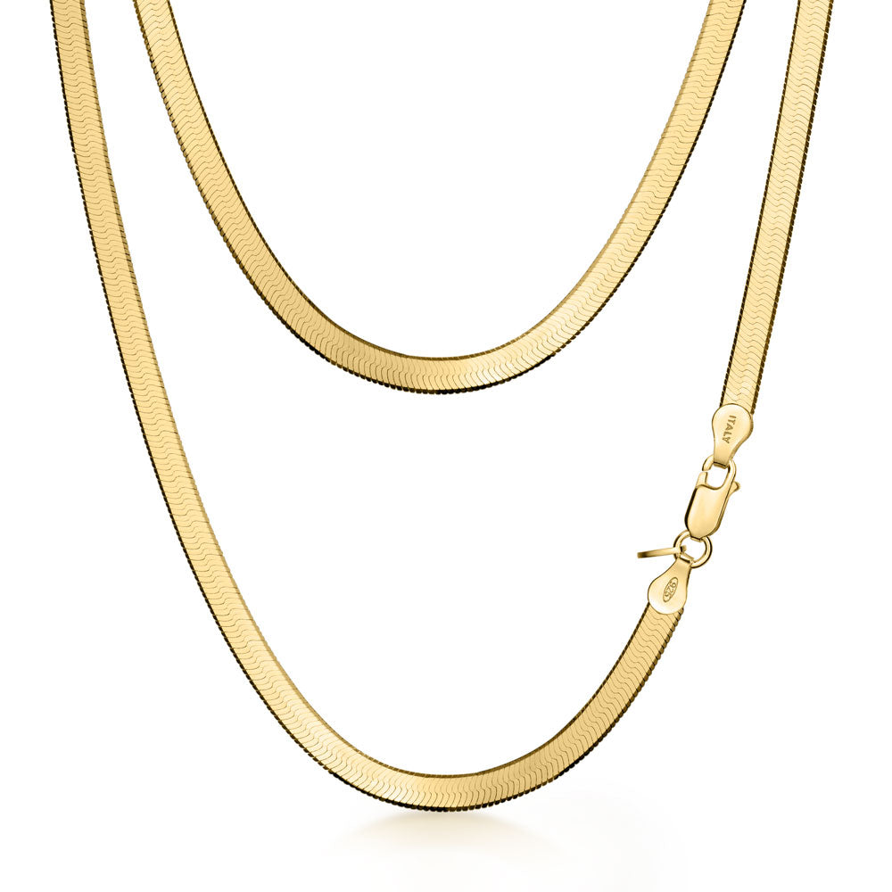mm Flat Snake Chain in Gold Plated Sterling Silver – Amberta