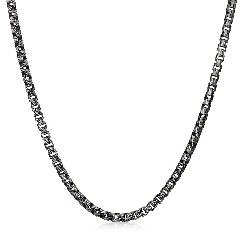 Amberta Black Rhodium Plated Silver Round Box Chain