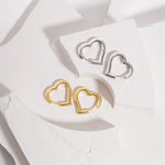 20 mm Heart Huggie Earrings in Silver Brass Marketing