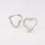 20 mm Heart Huggie Earrings in Silver Brass