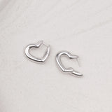 25 mm Heart Huggie Earrings in Silver Brass Marketing 2