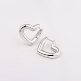 25 mm Heart Huggie Earrings in Silver Brass