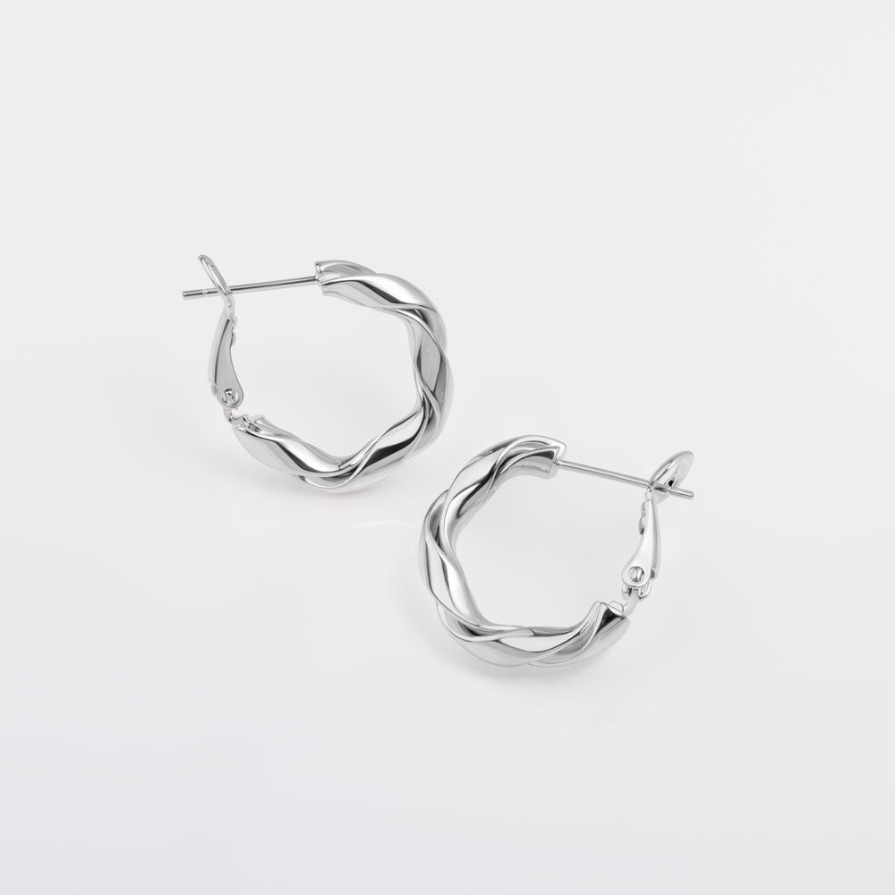 20 mm Twisted Hoop Earrings in Silver Brass