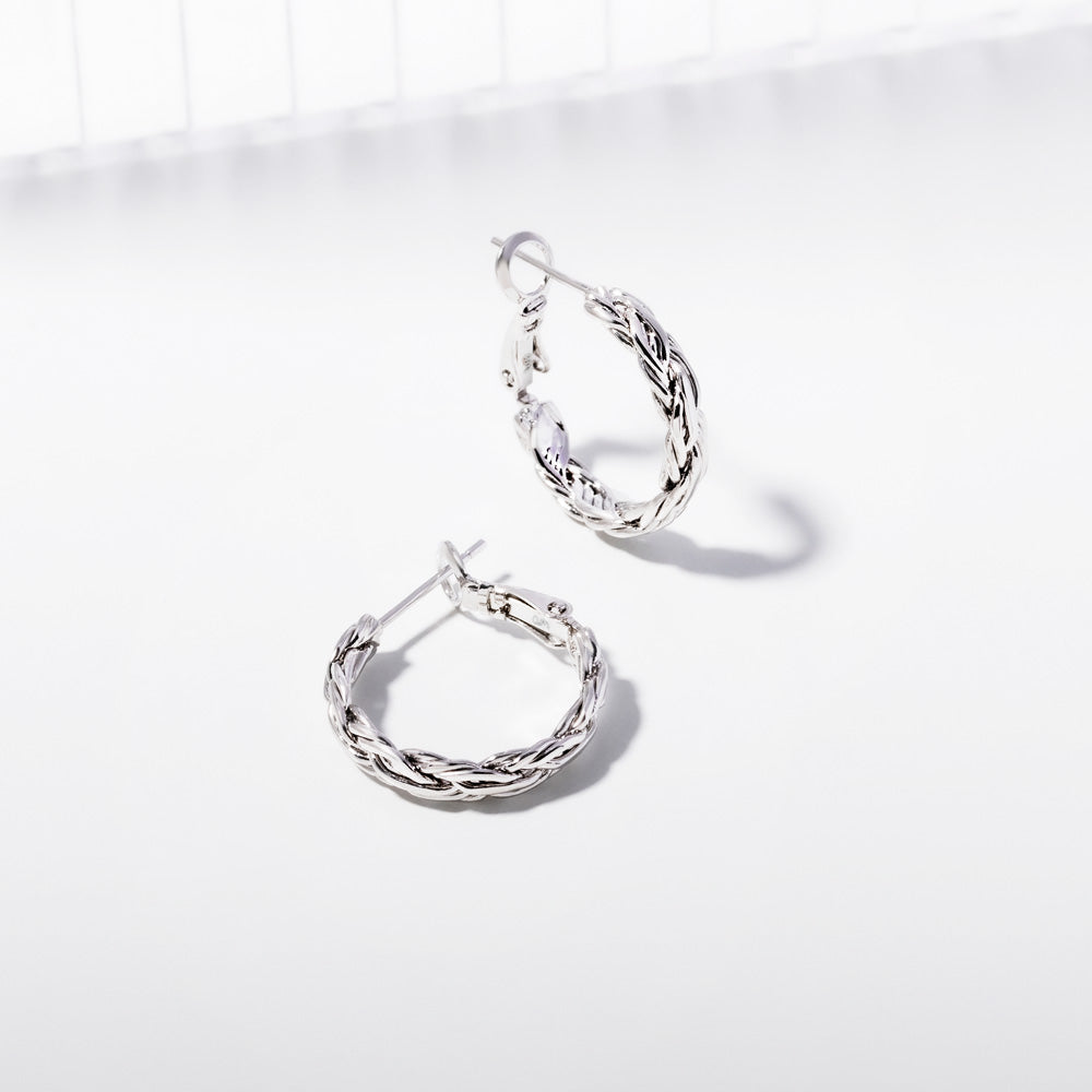 20 mm Herringbone Hoop Earrings in Silver Brass Marketing 2