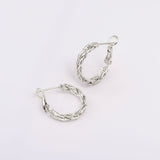 20 mm Herringbone Hoop Earrings in Silver Brass