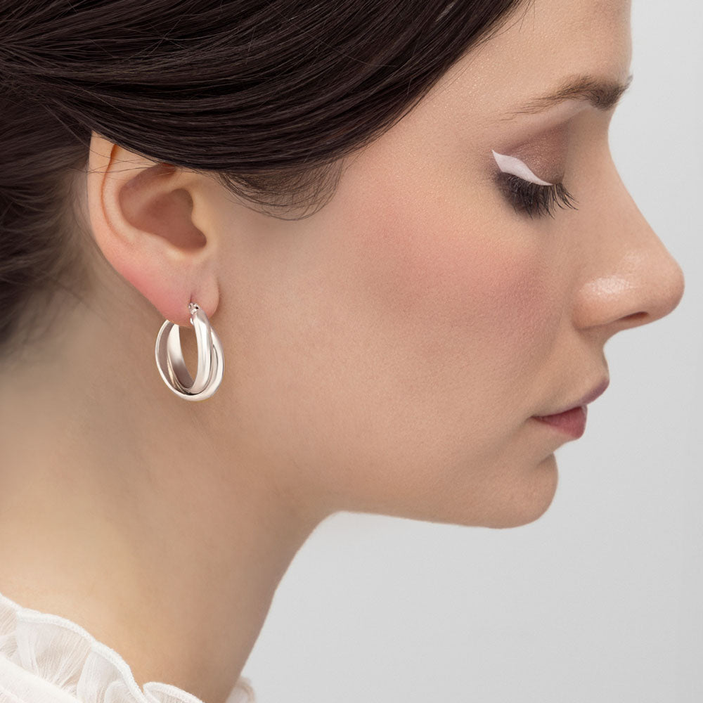 24 mm Double Hoops in Silver Brass Model