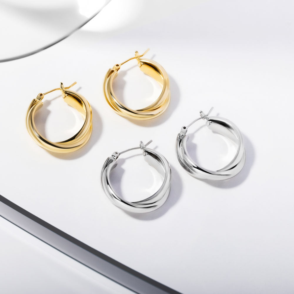 24 mm Double Hoops in Silver Brass Marketing