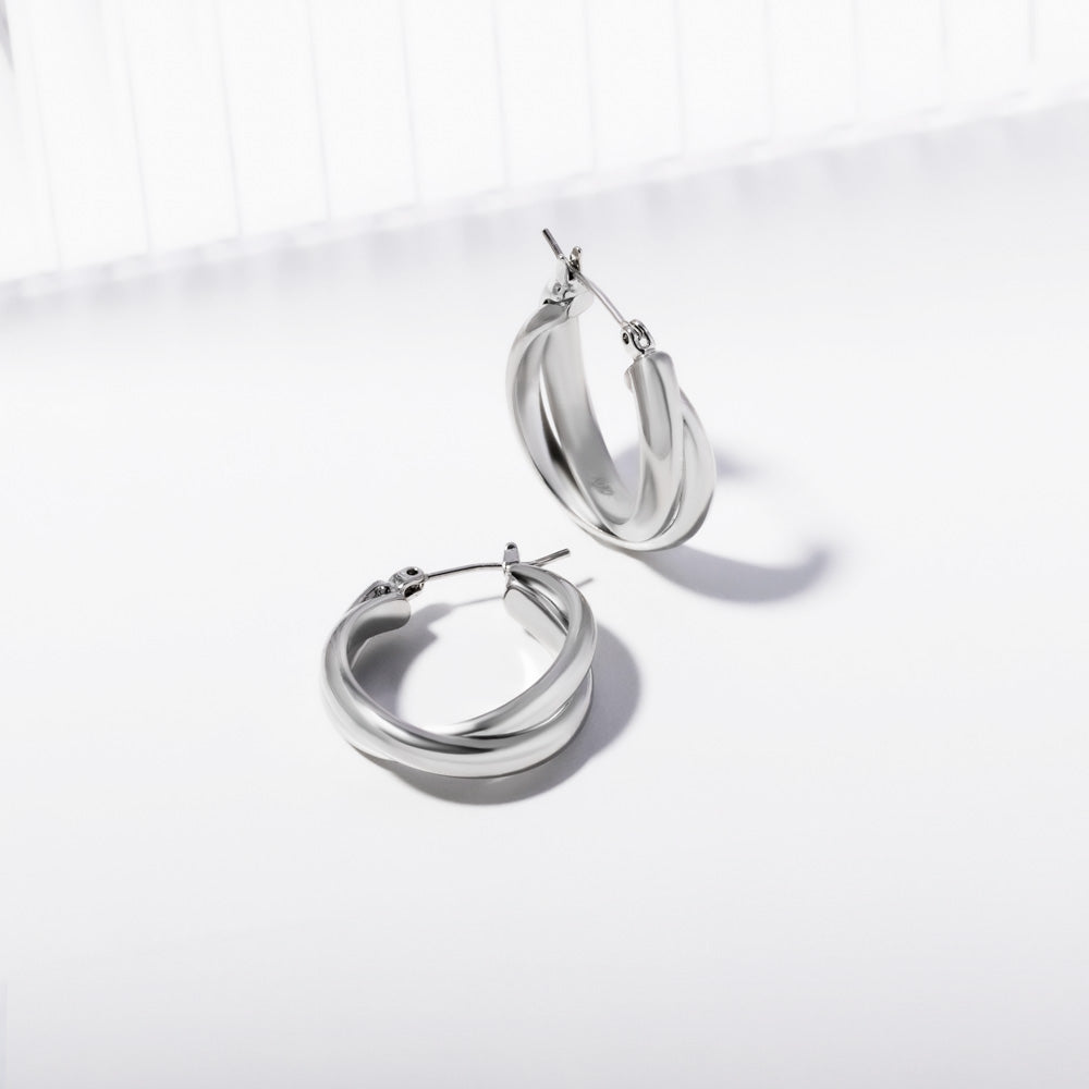 24 mm Double Hoops in Silver Brass Marketing 2