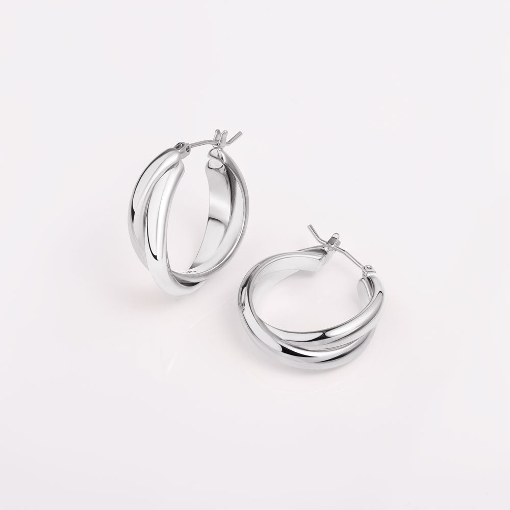 24 mm Double Hoops in Silver Brass