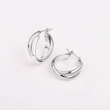 24 mm Double Hoops in Silver Brass