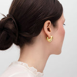 22 mm Heart Chunky Earrings in Gold Plated Brass Model