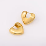 22 mm Heart Chunky Earrings in Gold Plated Brass