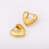 22 mm Heart Chunky Earrings in Gold Plated Brass