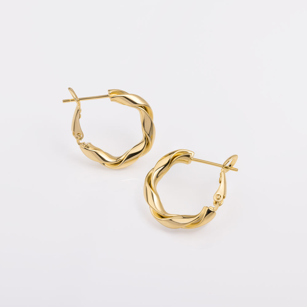 20 mm Twisted Hoop Earrings in Gold Plated Brass