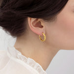 20 mm Herringbone Hoop Earrings in Gold Plated Brass Model 2