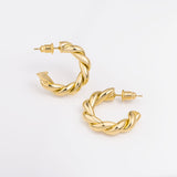 25 mm Twisted Hoop Earrings in Silver Brass