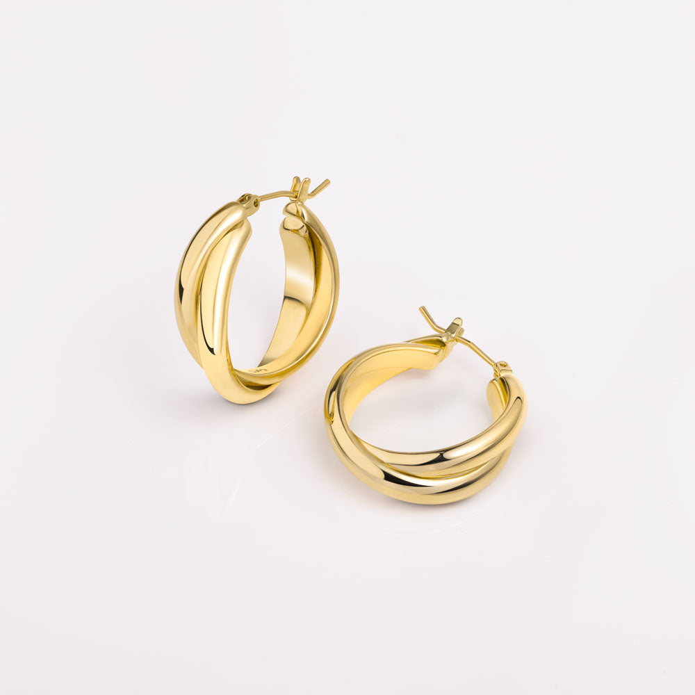 24 mm Double Hoops in Gold Plated Brass