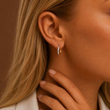 10 mm Two Tone Diamond Cut Earrings in 14K Gold