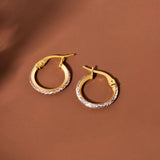 10 mm Two Tone Diamond Cut Earrings in 14K Gold
