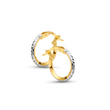 10 mm Two Tone Diamond Cut Earrings in 14K Gold
