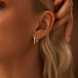 15 mm Two Tone Diamond Cut Earrings in 14K Gold