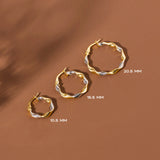10 mm Two Tone Twisted Earrings in 14K Gold