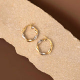 10 mm Two Tone Twisted Earrings in 14K Gold