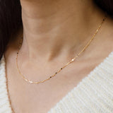 Mirror Necklace Chain in 14K Gold