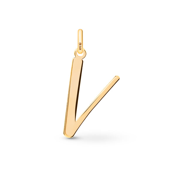V Initial Pendant in 14k Gold