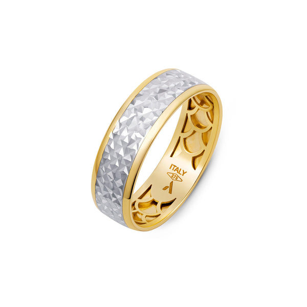 5.5 mm Diamond Cut Ring Band in 9K Two-Tone Gold