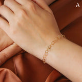 Amberta Gold Circle Link Bracelet Model