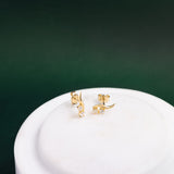 Cubic Zirconia Climber Earrings in 9K Gold