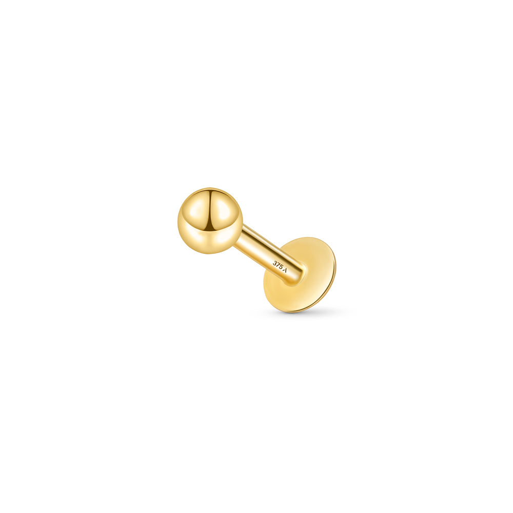 9ct gold 3mm ball piercing in 6mm length.