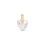 9ct gold Heart crystal pendant placed on a white surface.