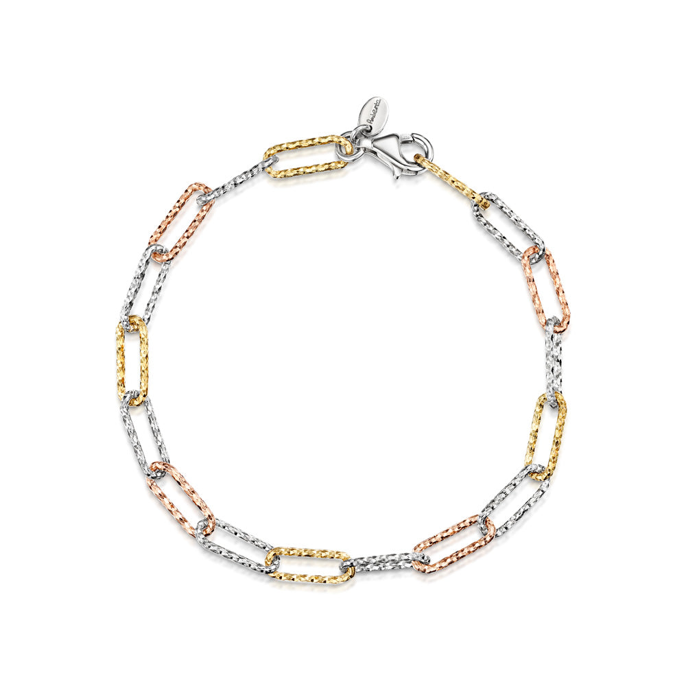 Amberta Silver Tricolor Link Bracelet