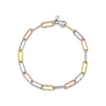 Amberta Silver Tricolor Link Bracelet