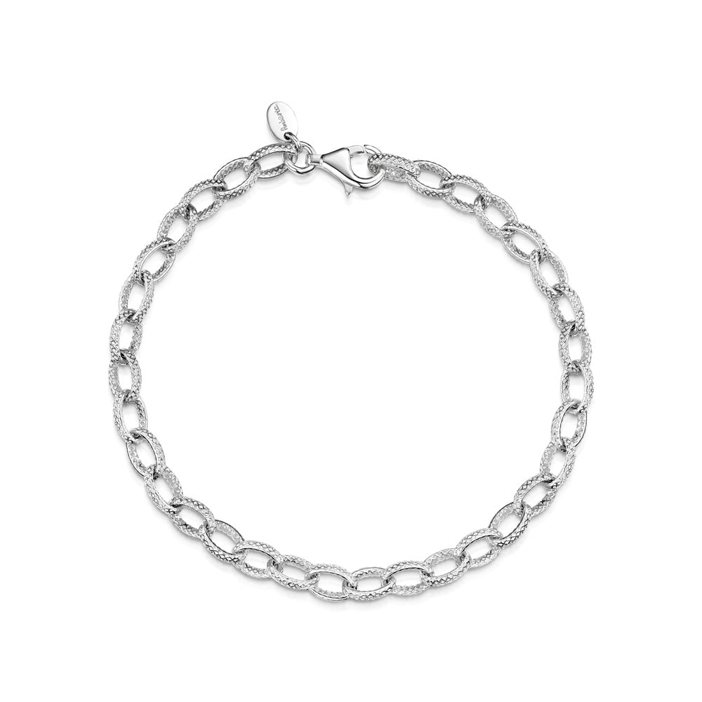 Amberta Silver Textured Cable Bracelet