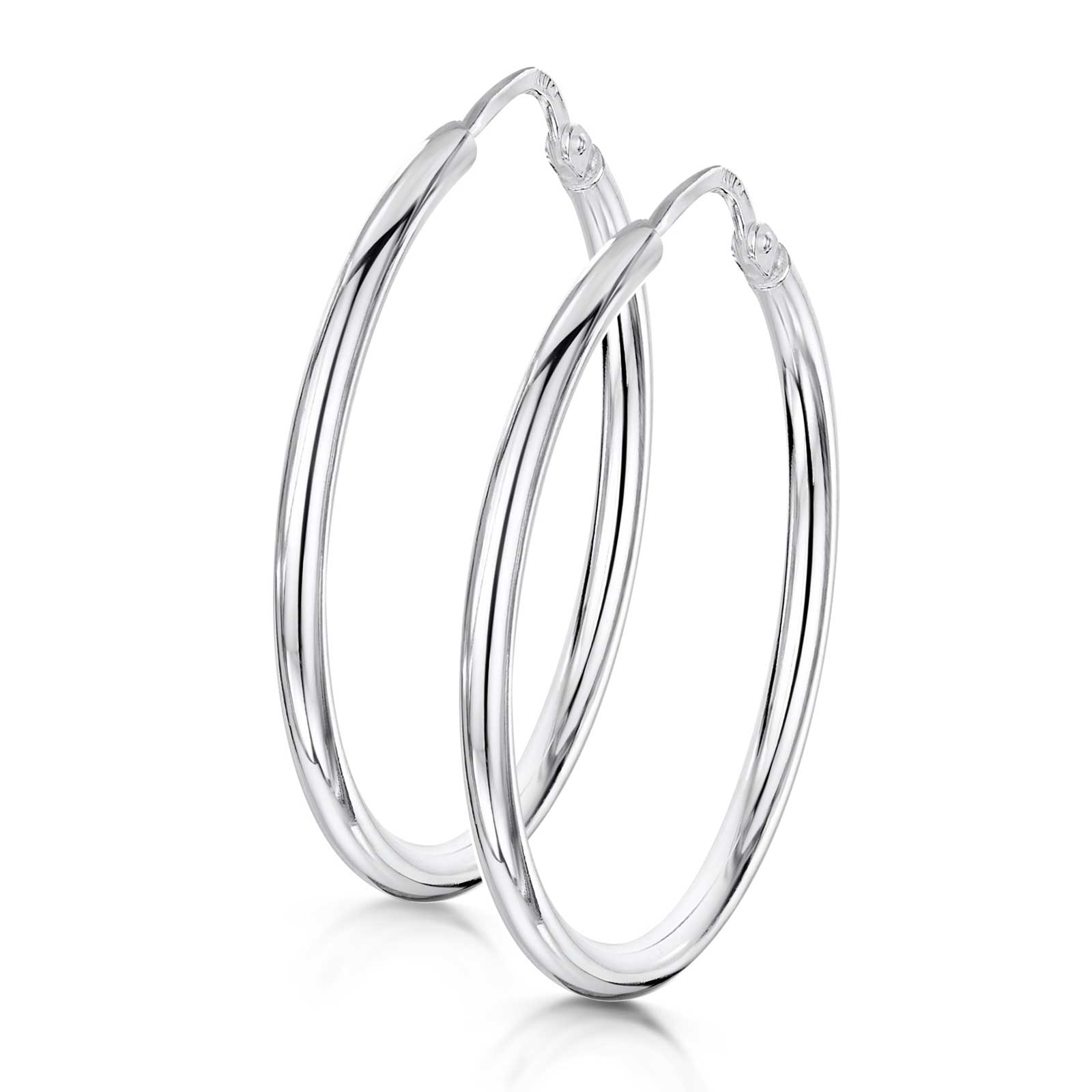 Amberta Silver 25 mm Sleeper Hoop Earrings