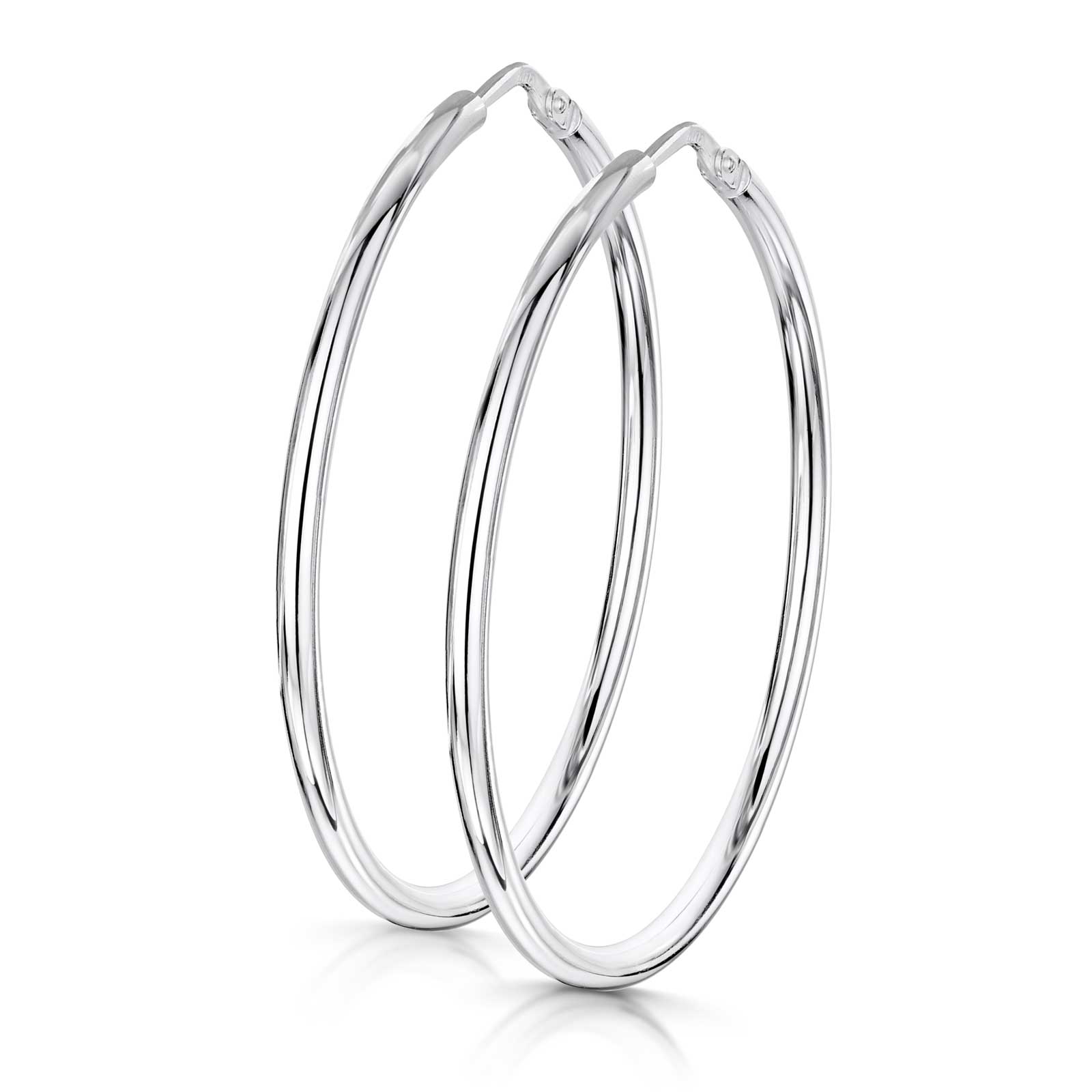 Amberta Silver 35 mm Sleeper Hoop Earrings