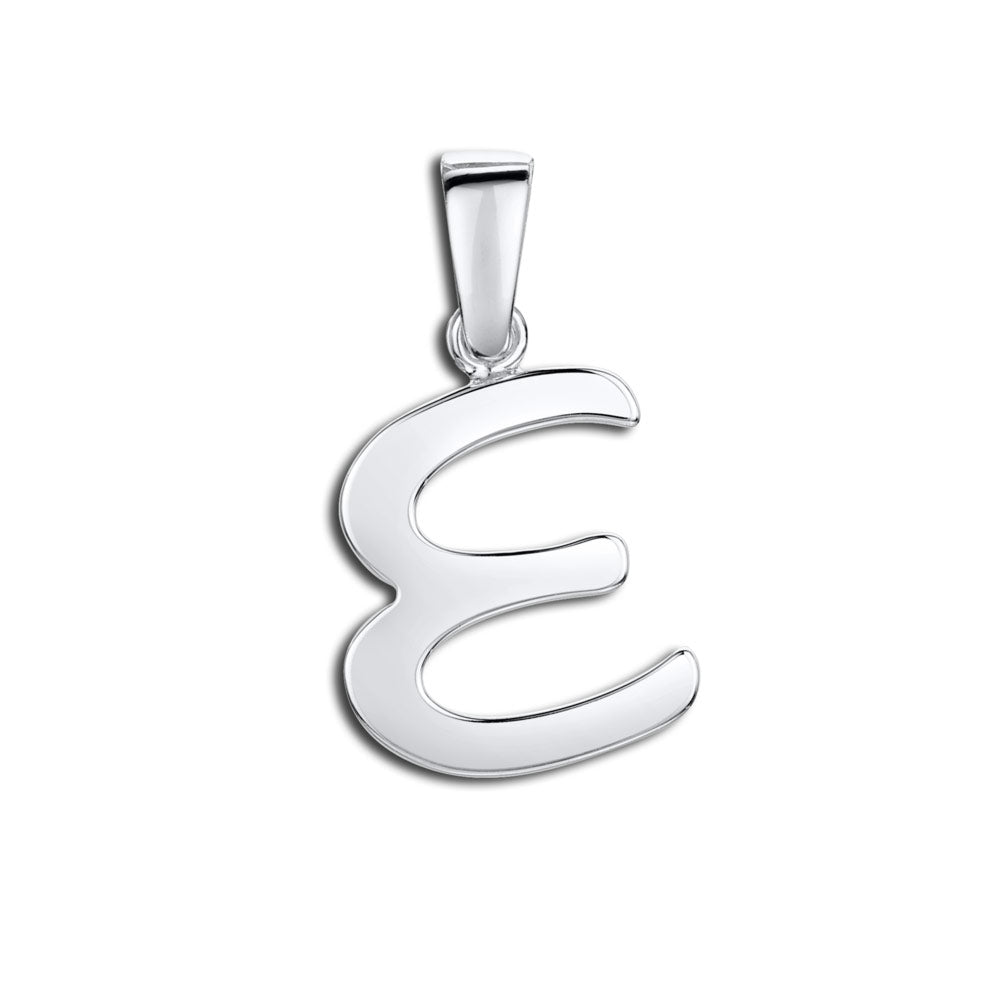 Amberta Silver Alphabet Letter E Pendant