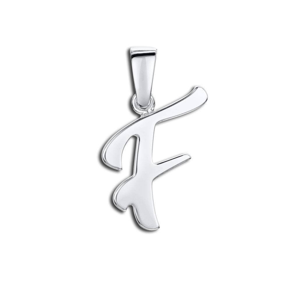 Amberta Silver Alphabet Letter F Pendant