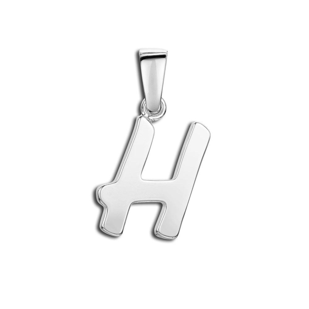 Amberta Silver Alphabet Letter H Pendant