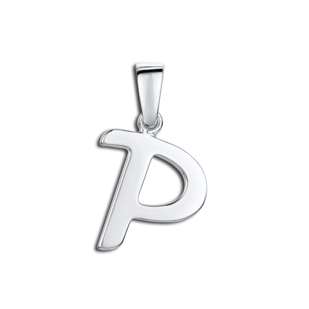 Amberta Silver Alphabet Letter P Pendant