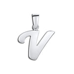 Amberta Silver Alphabet Letter V Pendant